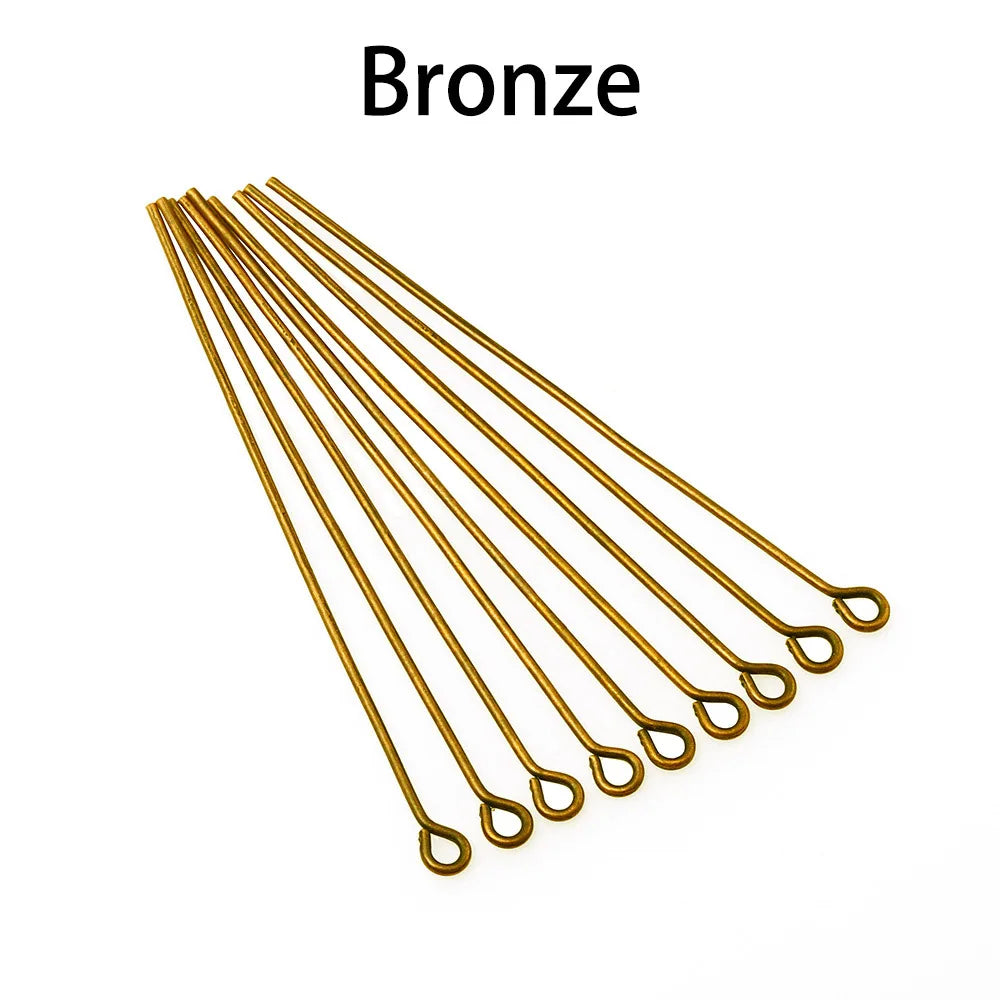 100-200Pcs/Lot 10-70mm Heads Eye Flat Head Pin Gold Plated Ball Head Pins for Jewelry Findings Making Accessories Supplies