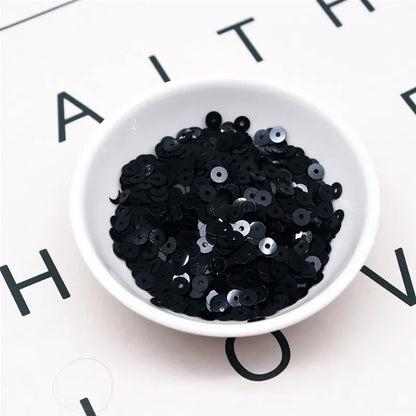 10g Solid Color Sequins Flat Round Pvc Clothing and Shoes Accessories DIY Hand-embroidered Flat Pieces 3mm 4mm 5mm 6mm - blac