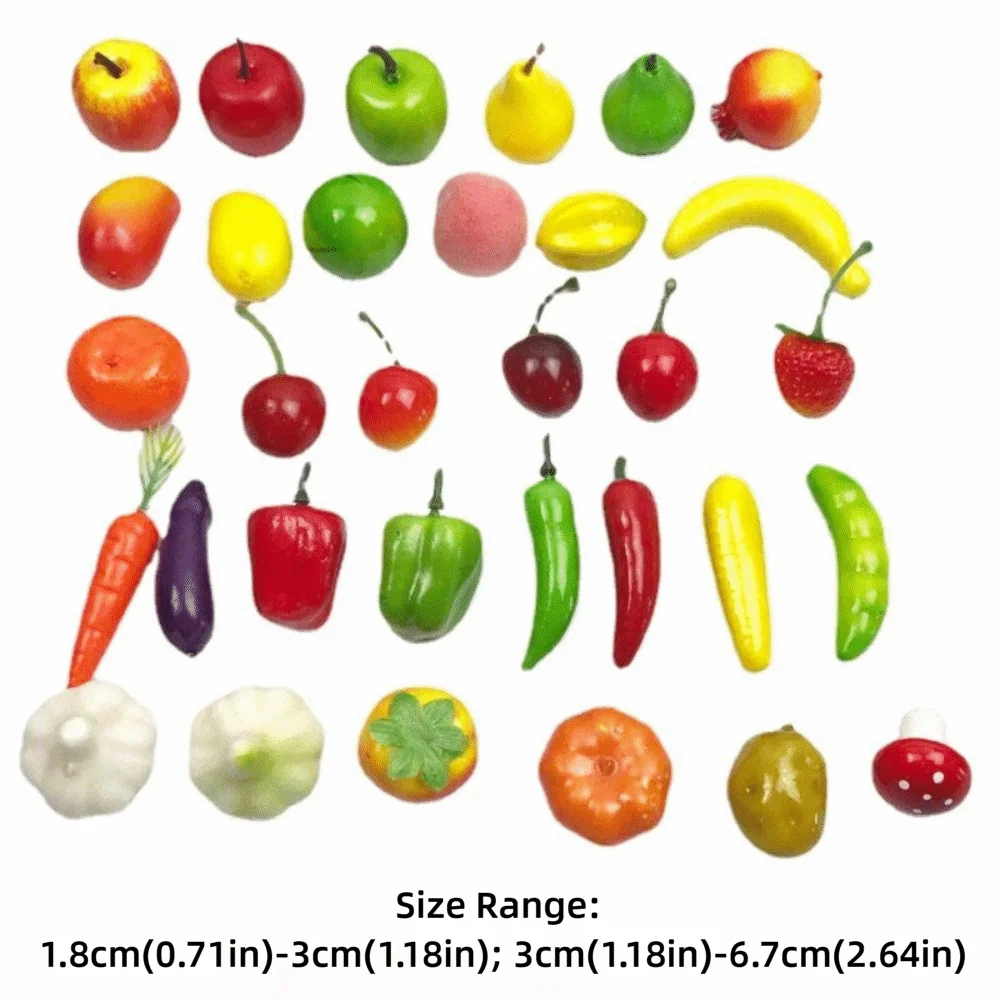 20PCS Multicolor Simulation Fruits Vegetables Plastic Room Decoration Food Model Photography Props DIY Fake Cherry Lemon Pato