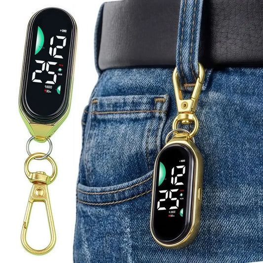 LED Electronic Hanging Watch Portable Waterproof Pocket Watch Digital Display Carabiner Luminous Pocket Watch Kids Adults