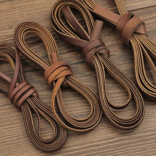 2m Vintage Faux Cowhide Leather Cord Strip Round/Flat Rope String DIY Bracelet Necklace Braided Craft Jewelry Making