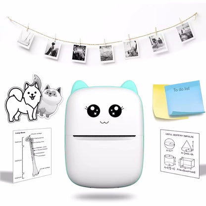 Portable thermal printer mini cat print photo pocket thermal label printer 58mm printing wireless Bluetooth Android iOS print