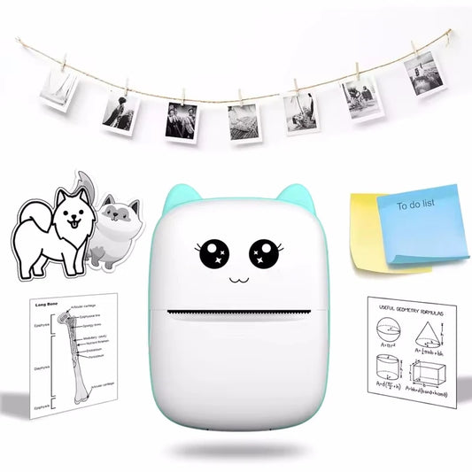 Portable thermal printer mini cat print photo pocket thermal label printer 58mm printing wireless Bluetooth Android iOS print