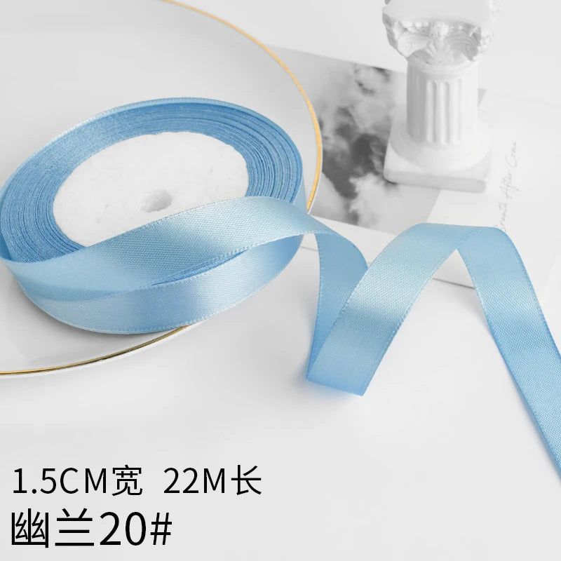 Wusmart 22Meters/Roll 1.5cm Single Face Satin Ribbon DIY Handmade Crafts Fabric Christmas Wedding Decoration Silk Ribbons - Y