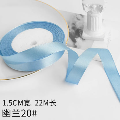 Wusmart 22Meters/Roll 1.5cm Single Face Satin Ribbon DIY Handmade Crafts Fabric Christmas Wedding Decoration Silk Ribbons - Y
