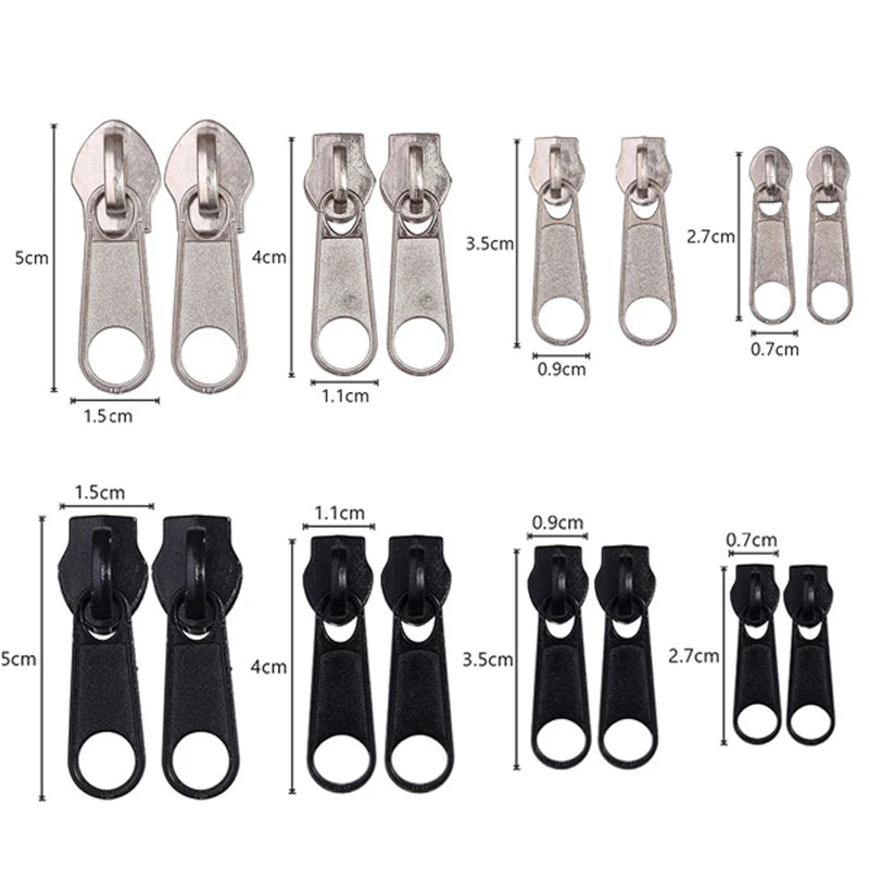 Zipper Head Zipper Repair Kit Easy Fix Zipper Slider Head Puller Closure Universal Replacement Broken Wearable 3# 5# 8# 10# -