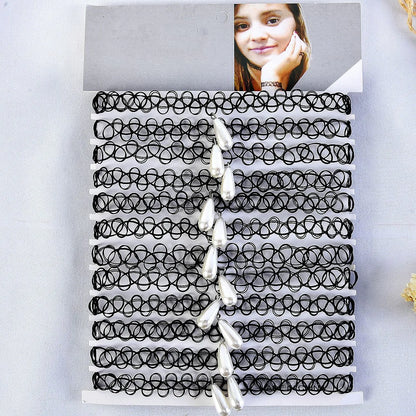 12pcs/lot Vintage Hippy Stretch Tattoo Choker Necklace Elastic Chocker Necklace Fishing Line Tattoo Colorful Necklace