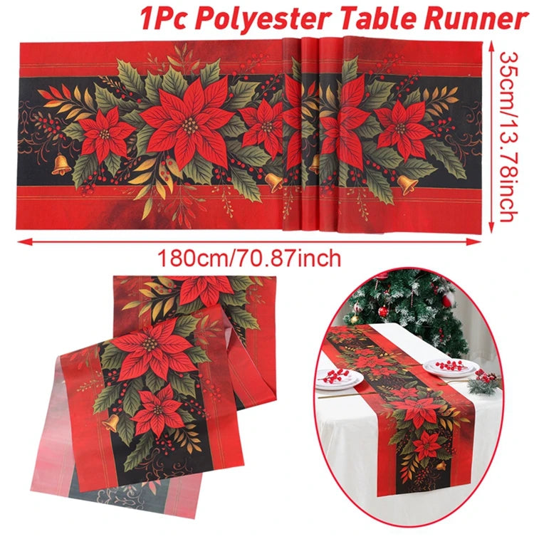 Christmas Table Runner Merry Christmas Decoration for Home Xmas Party Decor 2025 Navidad Notal Noel Ornament Happy New Year 2