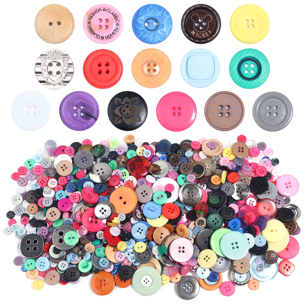 90Pcs/pack Colorful Round Resin Buttons Assorted Sizes Bulk Buttons For Handmade Creative Crafts Sewing Clothing Accessories 