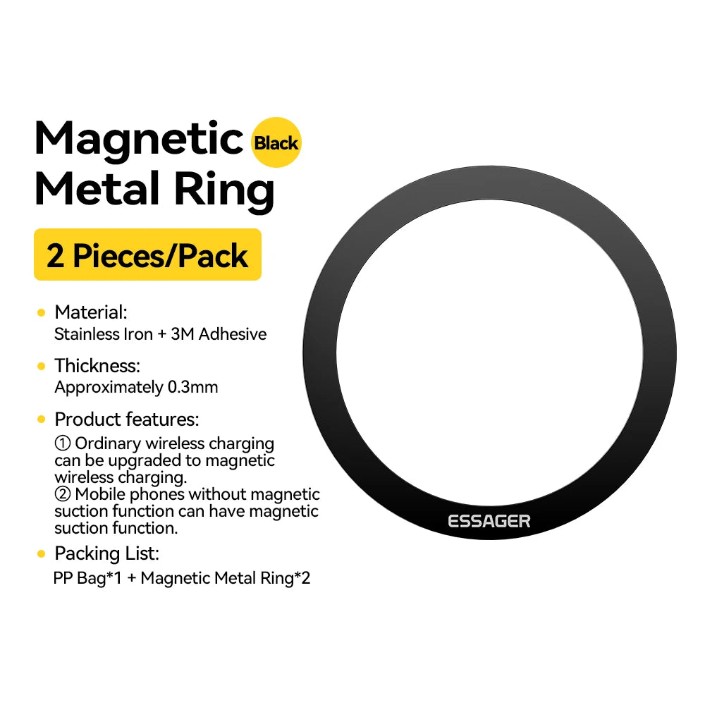 Essager 2PCS Magnetic Metal Ring for Magsafe iPhone 15 14 13 12Pro Android