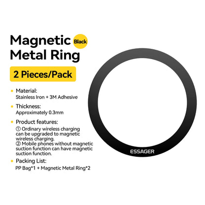 Essager 2PCS Magnetic Metal Ring for Magsafe iPhone 15 14 13 12Pro Android - 2PCS Black