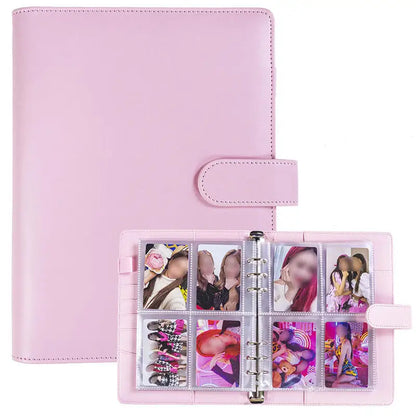 Kpop Photocard Binder with 25 pages 4-Pocket Card Collector Album with 200 Card Slots PU Leather Cover Organizing Cards