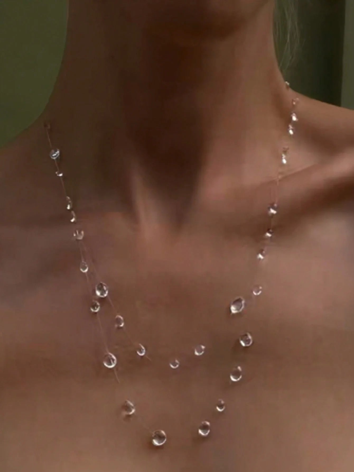 Clear Dewdrop Tassel Series Necklace Minimalist Drip Glue Beads Clavicle Chain Women Holiday Niche Trendy Jewelry