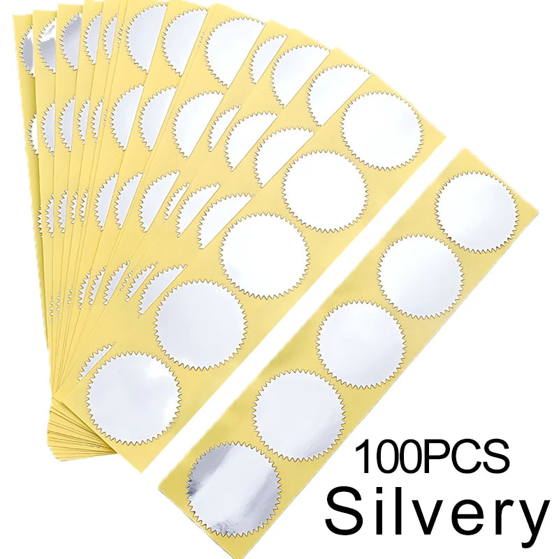 100PCS/Pack 45mm Round Gear Sticker Gold Silver Self Adhesive Steel Seal Stickers Envelopes Invitation Embossing Stamp Props 