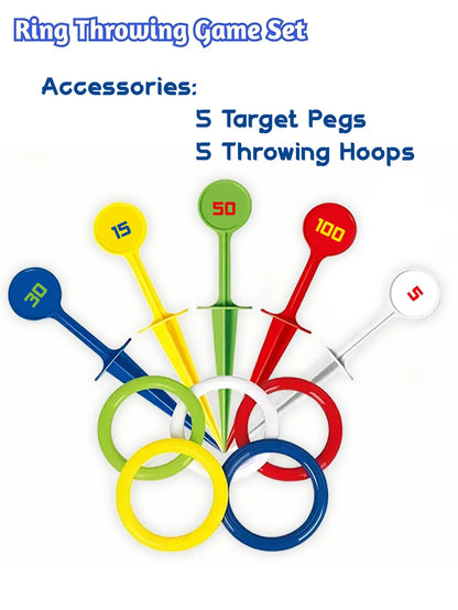Rainbow Ring Toss Game - Engaging Outdoor Fun Ideal for Beach & Backyard Occasions, Perfect Holiday Gift Colorful Stacking Ga