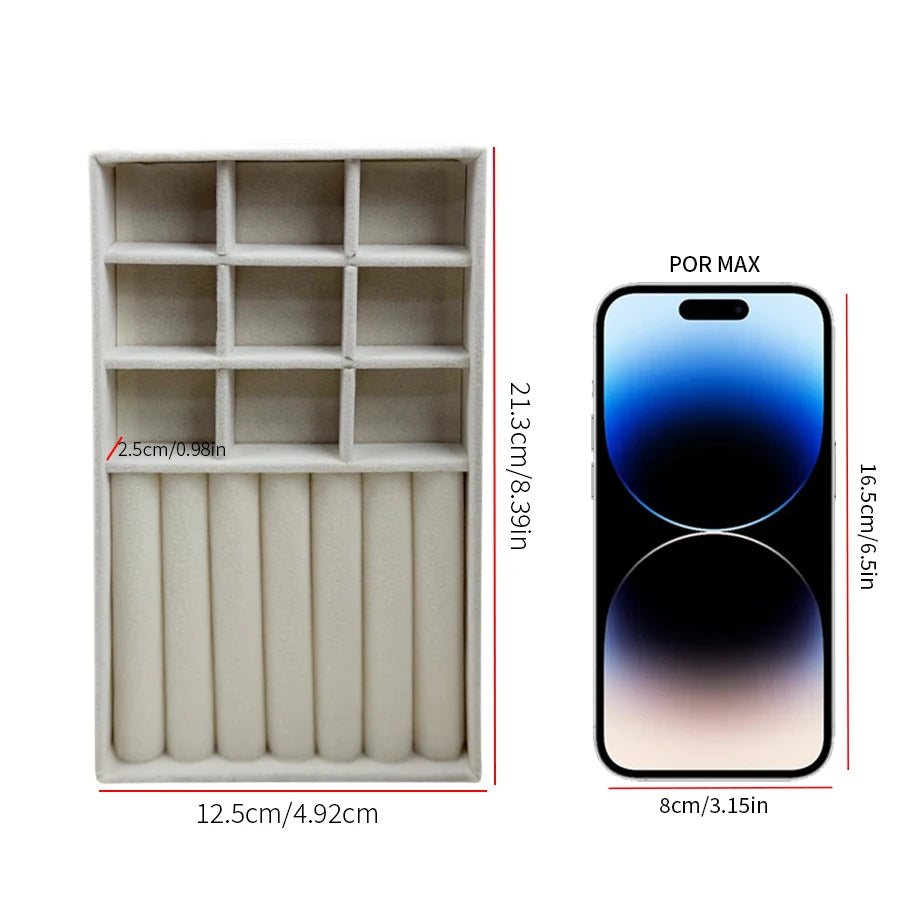 1PC, Flocking Jewelry Box Jewelry Tray, Color: Beige