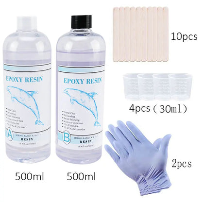 1:1 Clear Epoxy Resin Crystal Clear Art Resin Epoxy 2 Part Epoxy Casting Resin Kit with Measuring Cups, Stick, Silicone Glove