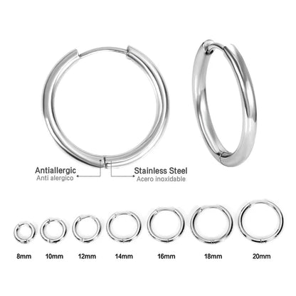 1 Pair Stainless Steel Hoop Earrings Women Men Gold Color Small Earrings Girl Jewelry Pendientes Mujer Aretes Cartilage Pierc