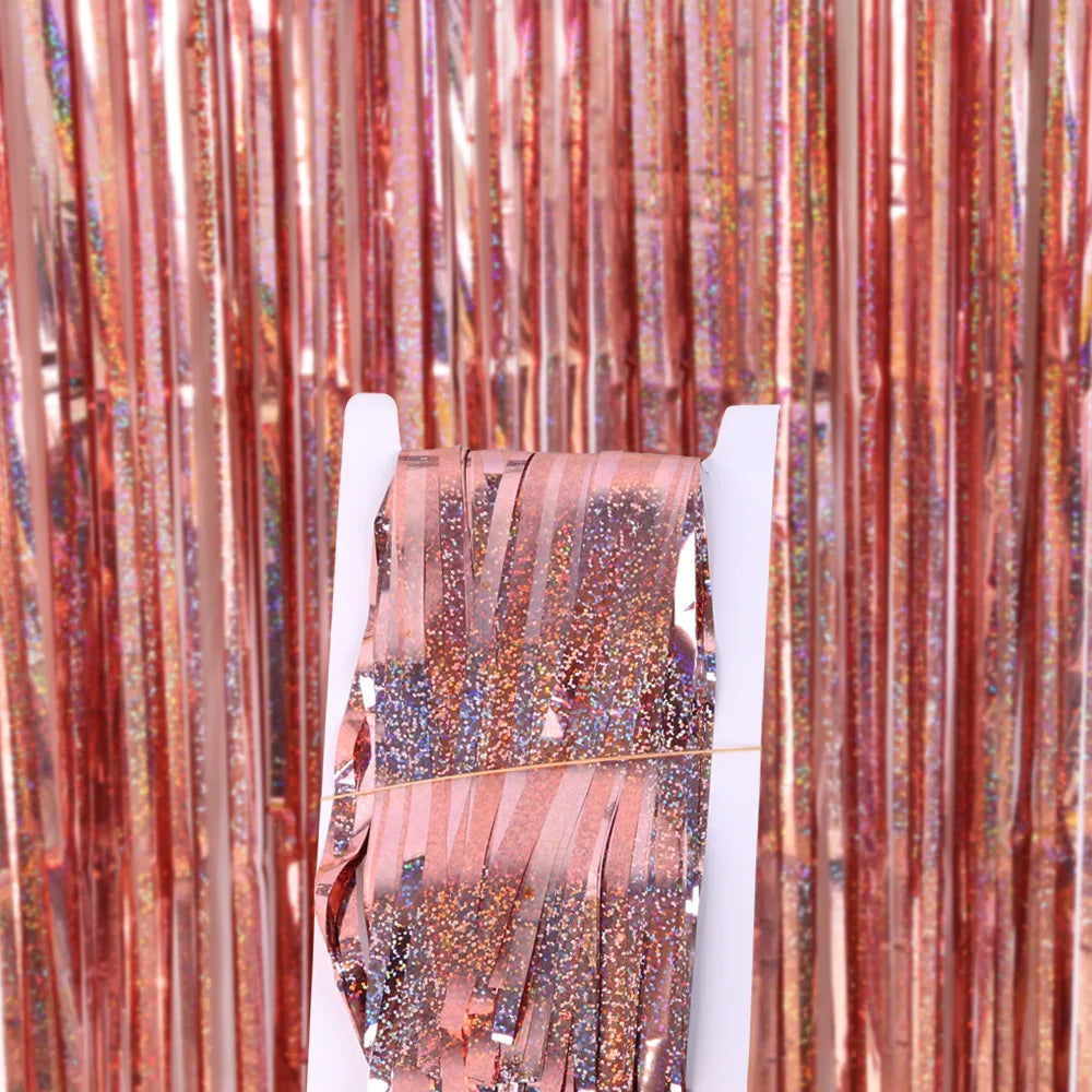 2/3M Party Background Wedding Decoration Foil Fringe Curtain Sequin Bachelorette Photo Backdrop Wall Curtain Birthday BabySho