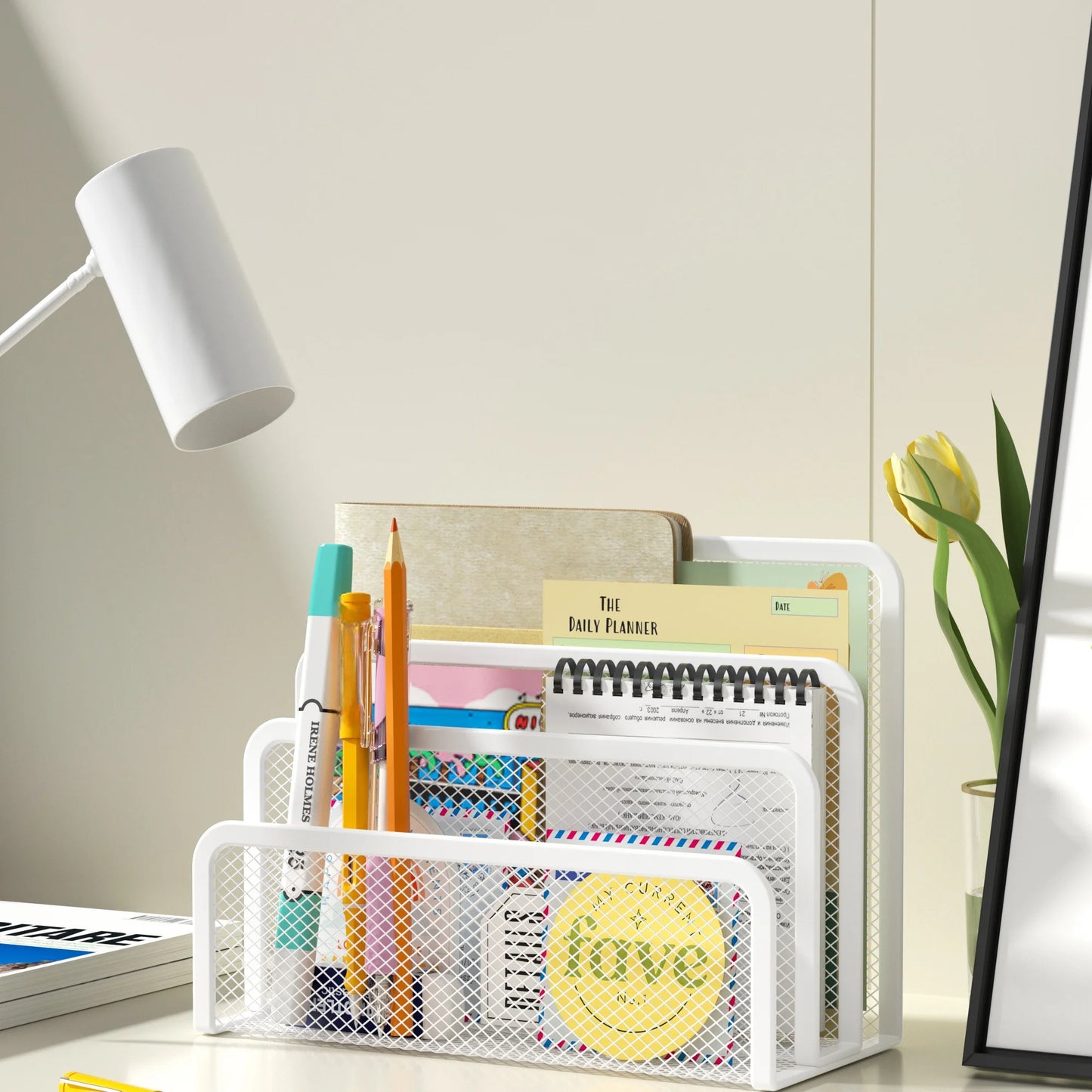 Papers Trays Notebook Stand Rack Desk 3-layer Black Metal Iron Mesh Holder for Magazine Document File Book Rack Organizer Off