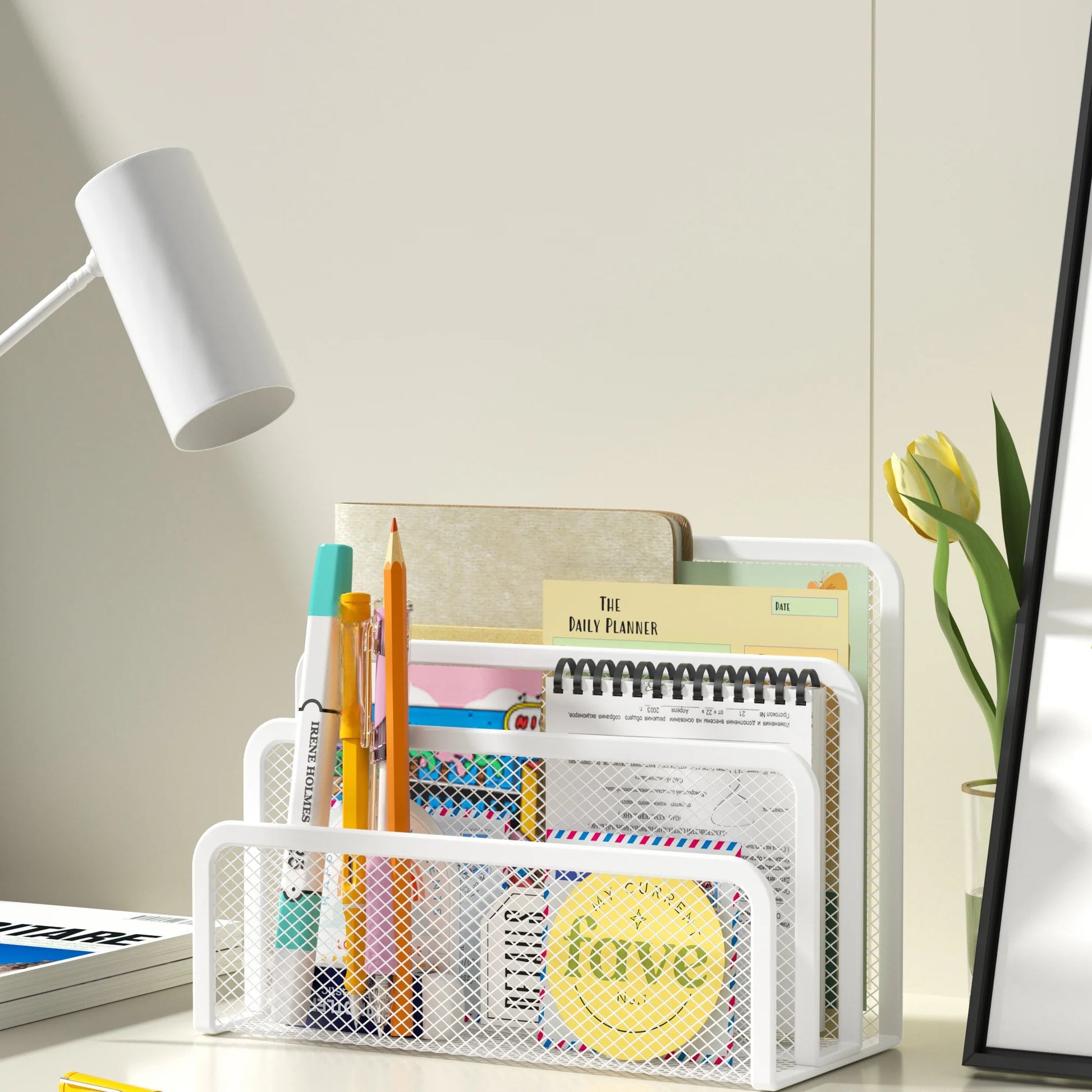 Papers Trays Notebook Stand Rack Desk 3-layer Black Metal Iron Mesh Holder for Magazine Document File Book Rack Organizer Off