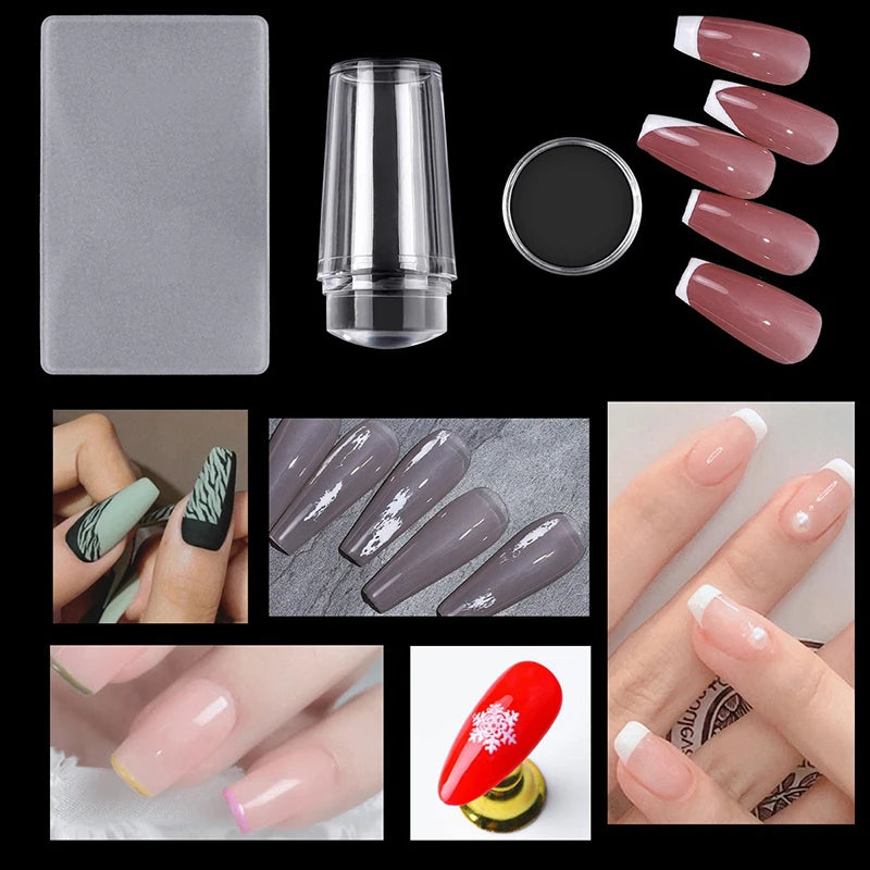 Nails Art Stamping Plates Kit French Manicure Design Plate Stamp Polish Stencil Template Seal Stamper Scraper Accessories Too