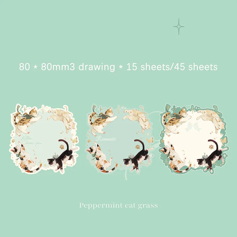 Embossed hot stamping sticky notes, Uus ring series, Korean cat themed irregular sticky notes - light green