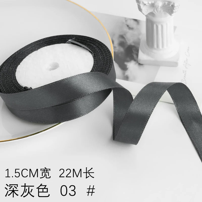 Wusmart 22Meters/Roll 1.5cm Single Face Satin Ribbon DIY Handmade Crafts Fabric Christmas Wedding Decoration Silk Ribbons - D