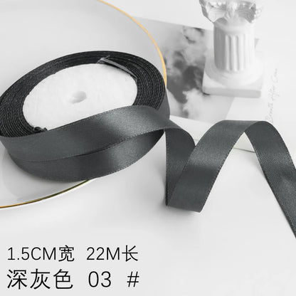 Wusmart 22Meters/Roll 1.5cm Single Face Satin Ribbon DIY Handmade Crafts Fabric Christmas Wedding Decoration Silk Ribbons - D
