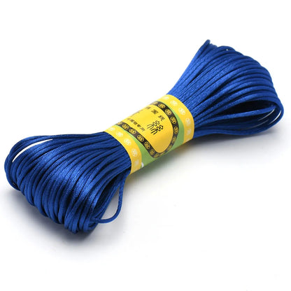 20M 1.5mm Satin Nylon Trim Cord, Rattail Cord Chinese Knot - Deep Blue