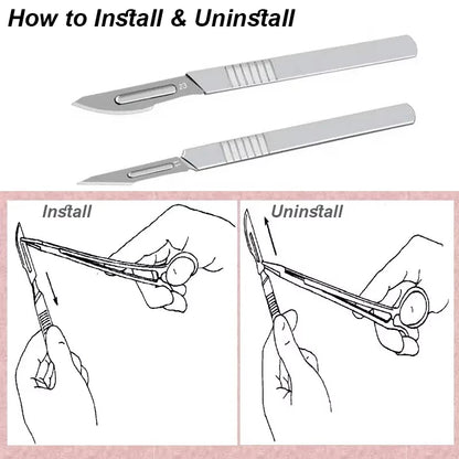 11 23 Scalpel Blade Set Metal Handle Stationery Steel Precision Craft Knife Cutter Wood Carve Stencil Box Open DIY Surgical T