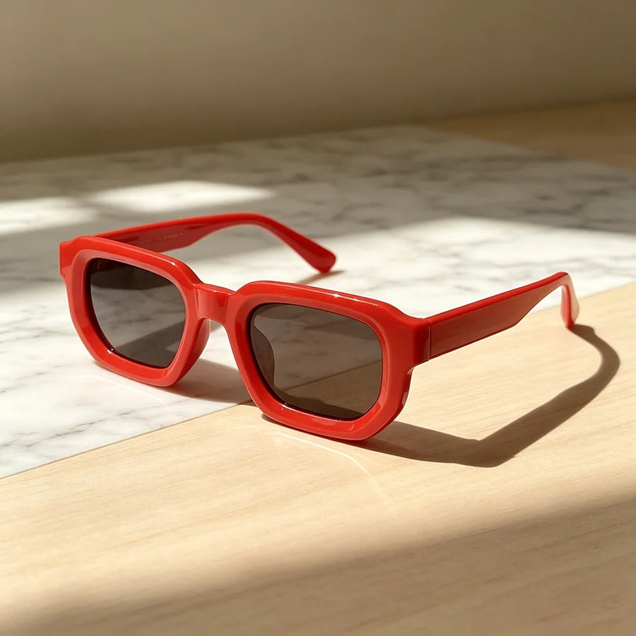 6PCS/Set Women Vintage Rectangle Frame Sunglasses Fashion Retro Sun Glasses Design Glasses Eyewear Men Goggle