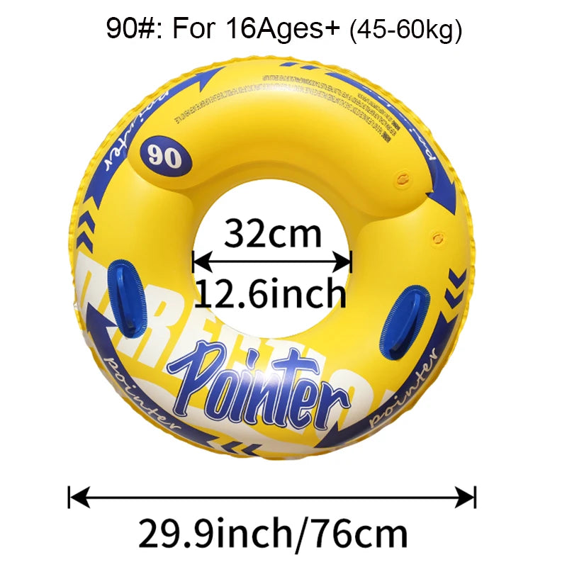 Double Balloon Inflatable Swimming Ring，Beach toys Pool Floaties for Adults,Swim Inner Tube for Pool - Yellow 90