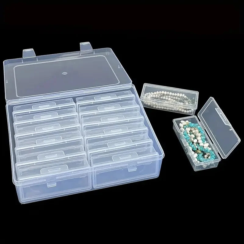 6/12 Adjustable Rectangular Storage Boxes, Suitable for Crafts, Beads, Jewelry with Dividers,