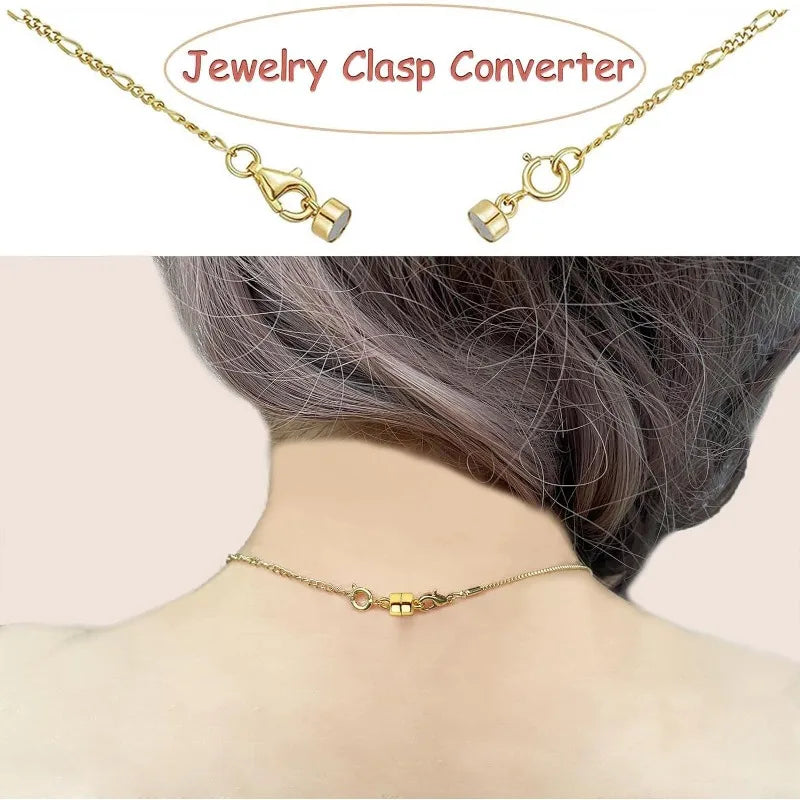 Magnetic Necklace Clasps and Closures with Lobster Clasp 14K Gold and Silver Plated Magnet Jewelry Clasps Converters