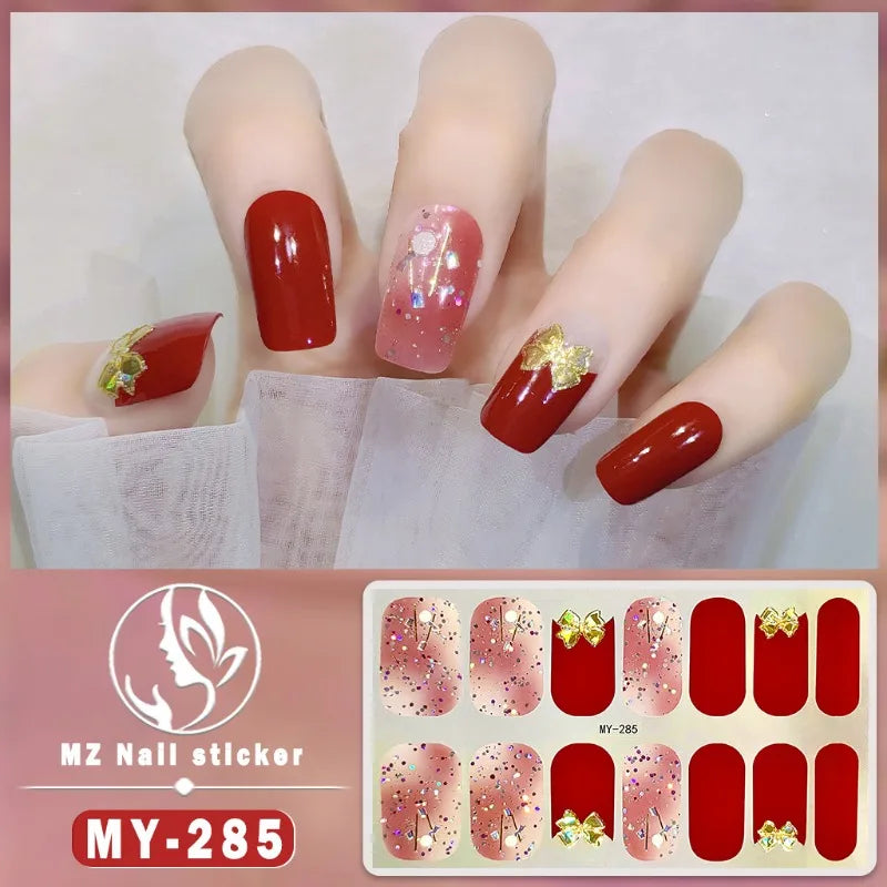 Nail Sticker Full Cover Waterproof Nail Art Manicure Decoration Sweet DIY Nail Decail Rhinestones Self Adhesive Manicure INS 