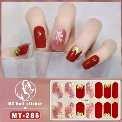 Nail Sticker Full Cover Waterproof Nail Art Manicure Decoration Sweet DIY Nail Decail Rhinestones Self Adhesive Manicure INS 