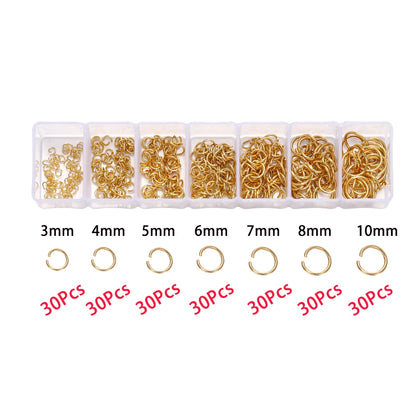210-400pcs/Box Jewelry Making Kits Lobster Clasp Open Jump Rings End Crimps Beads Box Handmade DIY Bracelet Necklace Findings