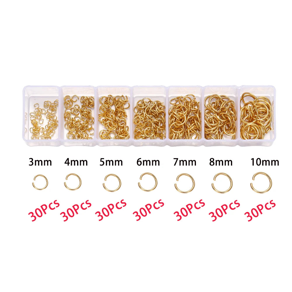 1Box Stainless Steel Lobster Clasps Open Jump Rings Crimp Beads Caps Set For Diy Bracelet Necklace Jewelry Making Making Kits