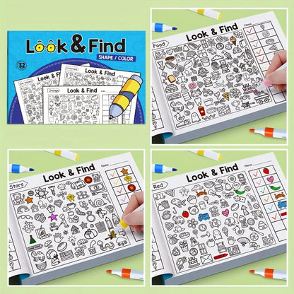 Children's Hidden Objects Coloring Book, with 100+ Find & Color Pages - Interactive Find & Color Activity Workbook for School