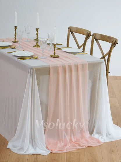 Table Runner Luxury Sheer for Wedding Rustic Boho Party Bridal Shower Birthday Christmas Decorations - Peach / 2m X 74cm