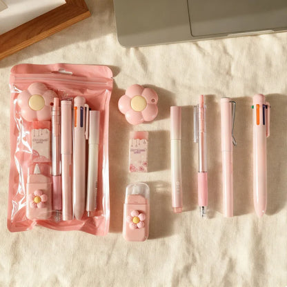 7-In-1 Stationery Set Stdudent Back To School Gel Pen Highlighter Ballpoint Pen Eternal Pencil Correction Tape Eraser Knife S