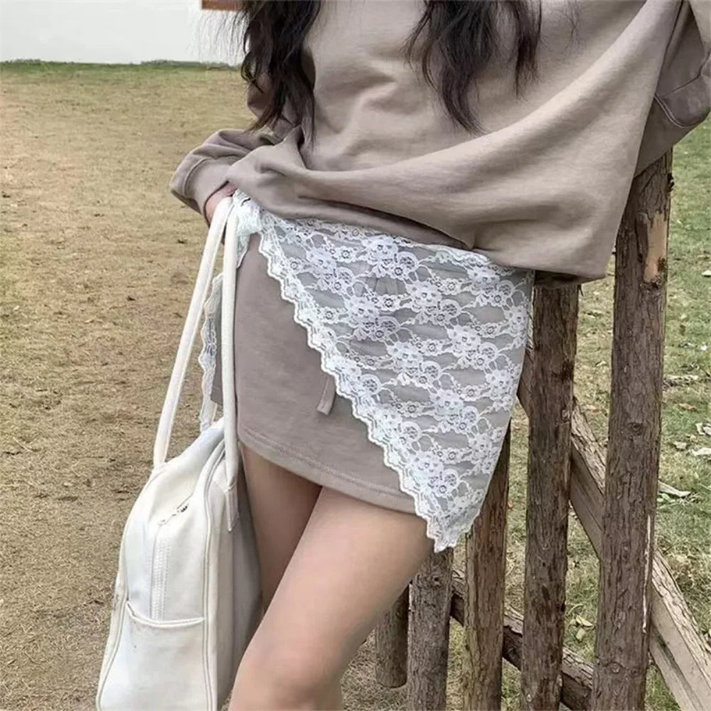 New Triangle Short Skirt Half Skirt Butt Curtain Skirt Lace Trim Small Apron Knitting Lace Stacked Ins Spring Headscarf