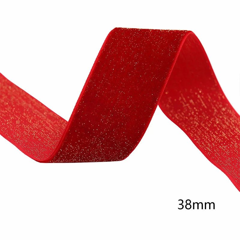 5 Yards Christmas Velvet Ribbon New Year Red Festival Ribbon Bows Gift Box Packaging Ribbon Festival Scene 10/15/20/25/38mm -