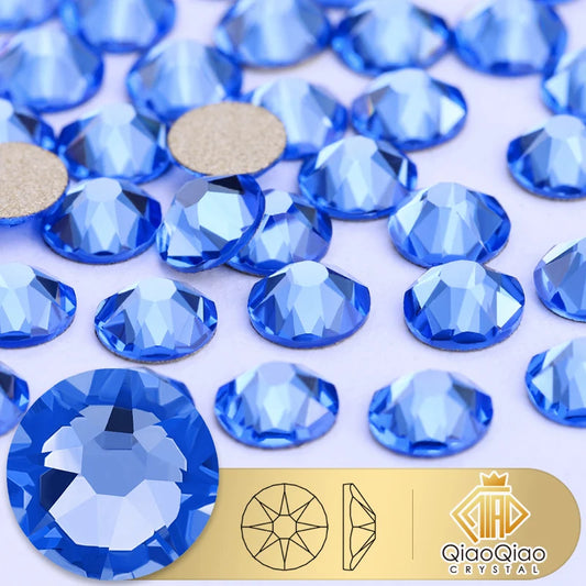 QIAO 2088 Non Hotfix DIY Crystal Nail Art Decorations 8 Big 8 Small Strass Rhinestones Flat Back Stick-On Nails for Nail Art