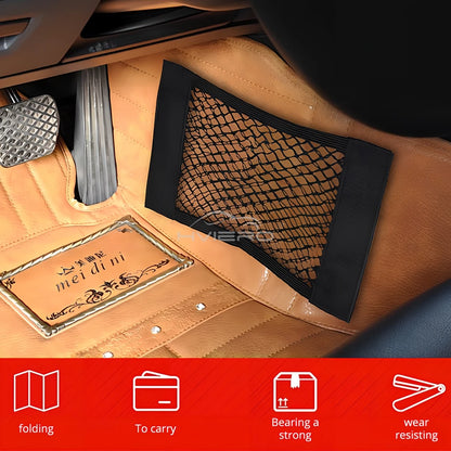 1X Car Back Rear Trunk Organizer Net Mesh Seat Elastic String Magic Sticker Universal Storage Bag Pocket Auto Put Paper Stowi