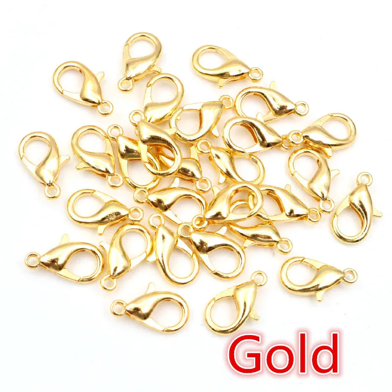 50pcs Small Lobster Clasp Hooks for Necklace Bracelet Chain DIY Jewelry Making Finding Supplies Bronze Gold Silver Plated Bla