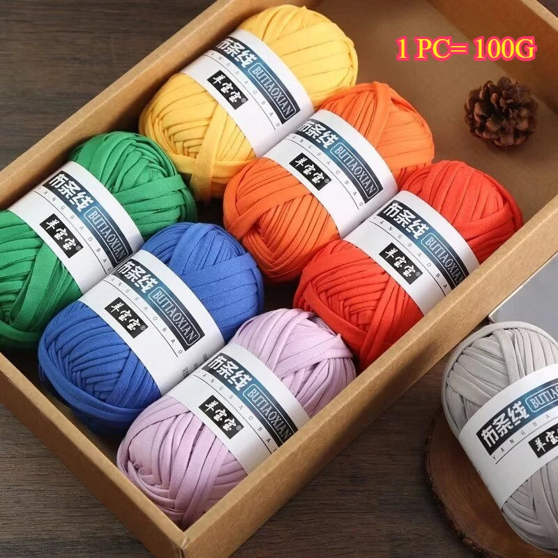 Crochet Bag Yarn, 100g T-Shirt Knitting Yarn, Soft Polyester Yarn for Coasters, Hats, Slippers, Crochet Projects, Thick Cloth