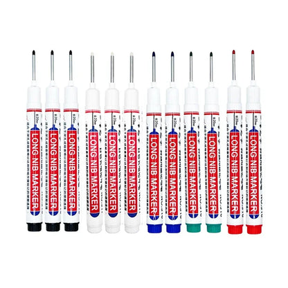 4/12 Pcs Waterproof Long Head Markers Deep Hole Marker Pen for Metal Carpenter Red/Black/Blue/Green Ink Woodworking Tools Mar