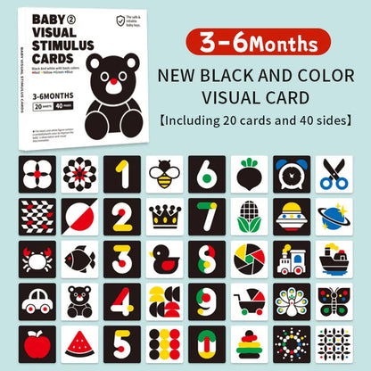 Black and White Cards High Contrast Baby Toys 0-36 Months Newborns Visual Stimulation Brain Development Learning Flash Cards 